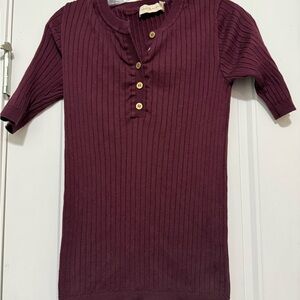 Tory Burch Deep Purple Ribbed Top